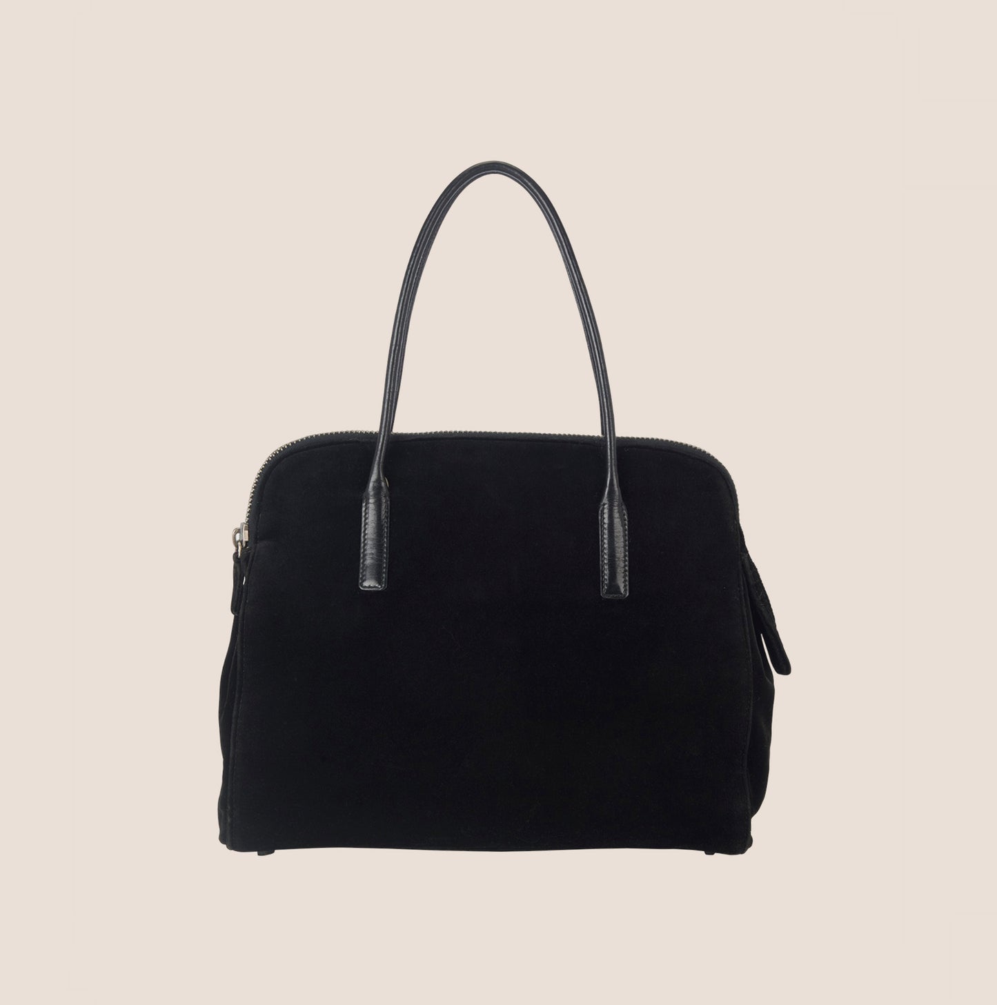 PRADA 2000s BLACK VELVET LOGO HANDBAG