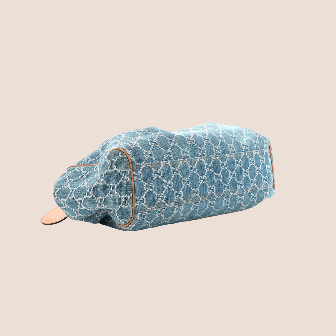GUCCI DENIM GG MONOGRAM SUKEY TOTE BAG