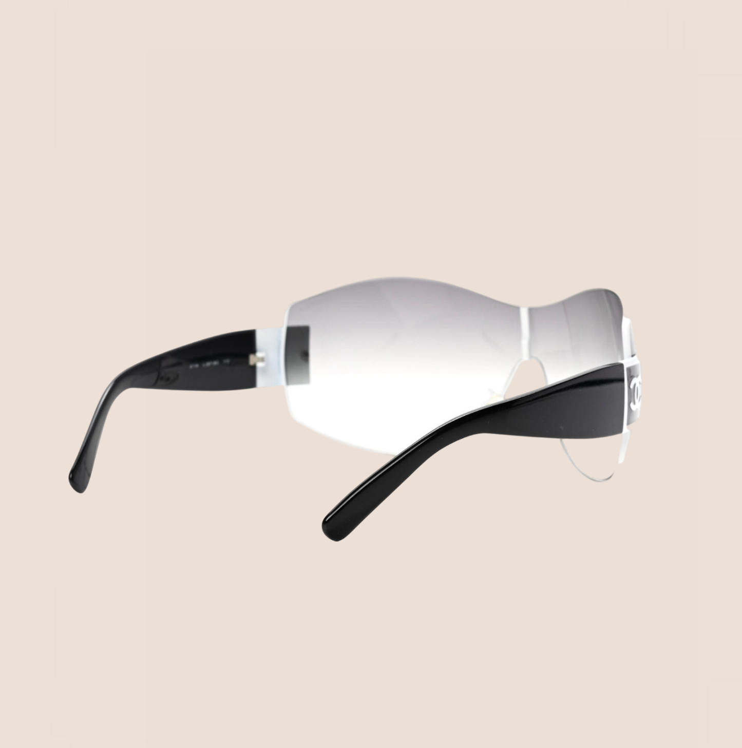 CHANEL BLACK & WHITE AVIATOR SHIELD SUNGLASSES