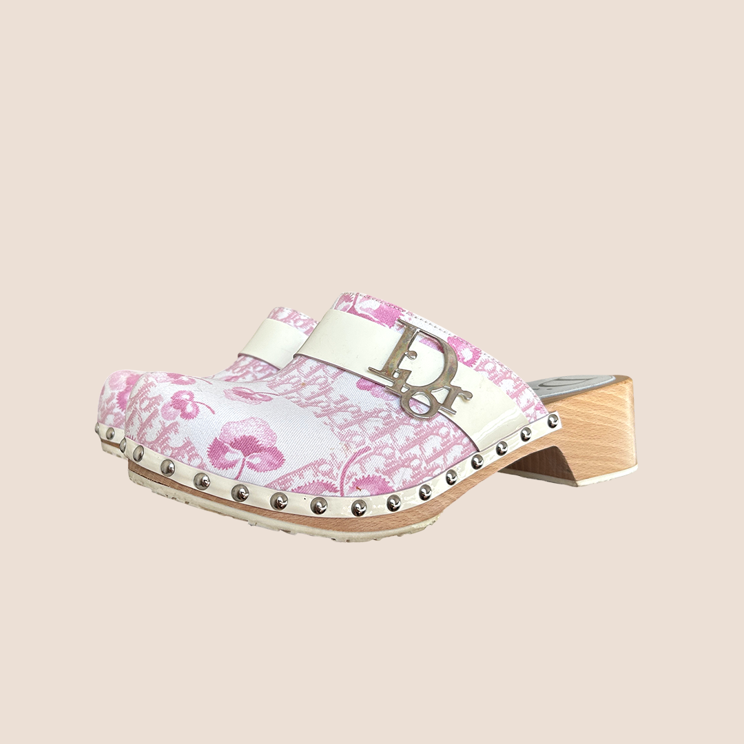 CHRISTIAN DIOR 2004 CHERRY BLOSSOM CLOG MULES