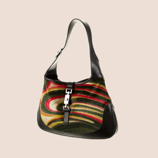 GUCCI 1999 PSYCHEDELIC SWIRL VELVET JACKIE BAG