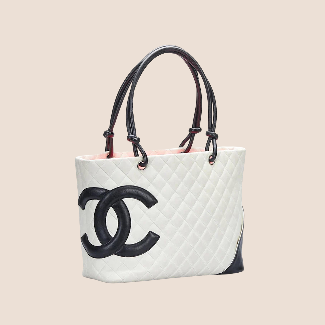 CHANEL 2005 CAMBON WHITE & BLACK TOTE BAG