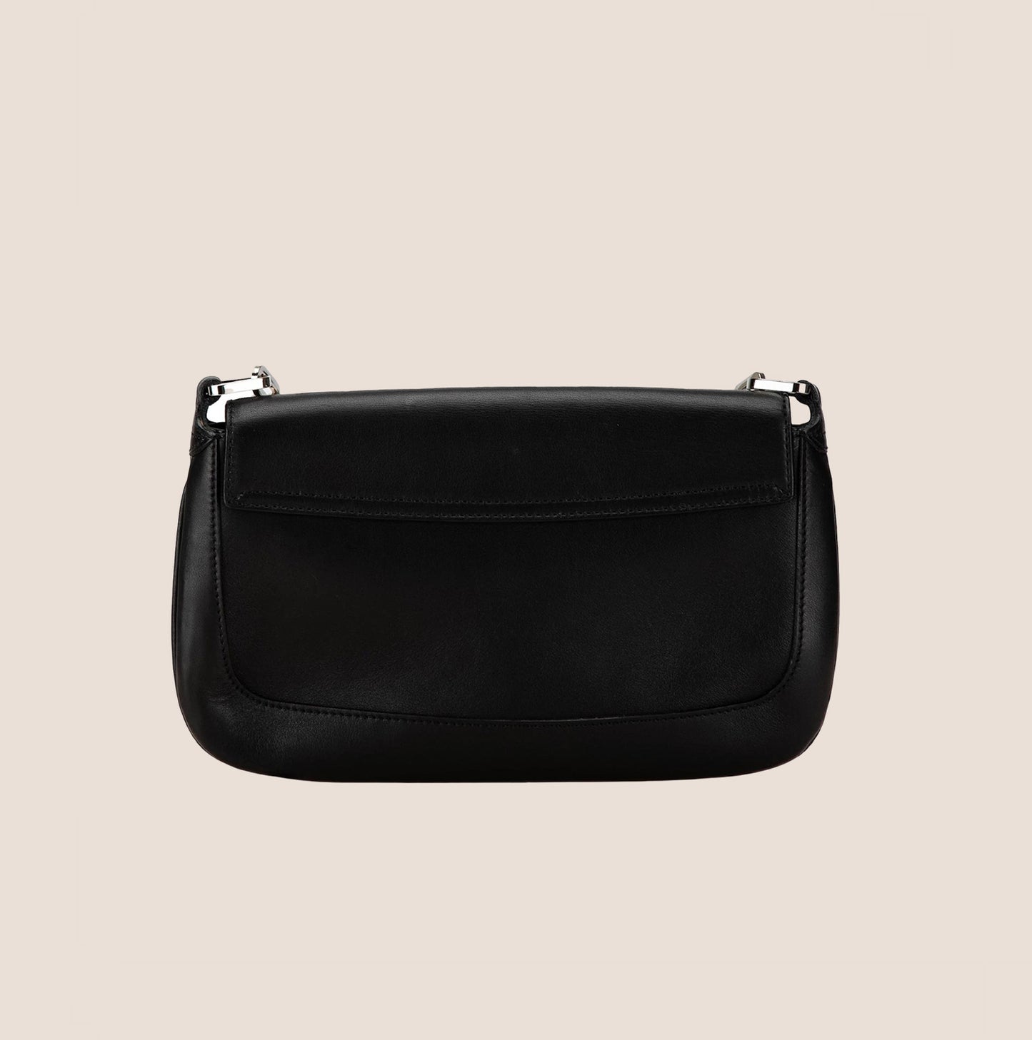 GUCCI 2002 BLACK LEATHER CHAIN FLAP BAG