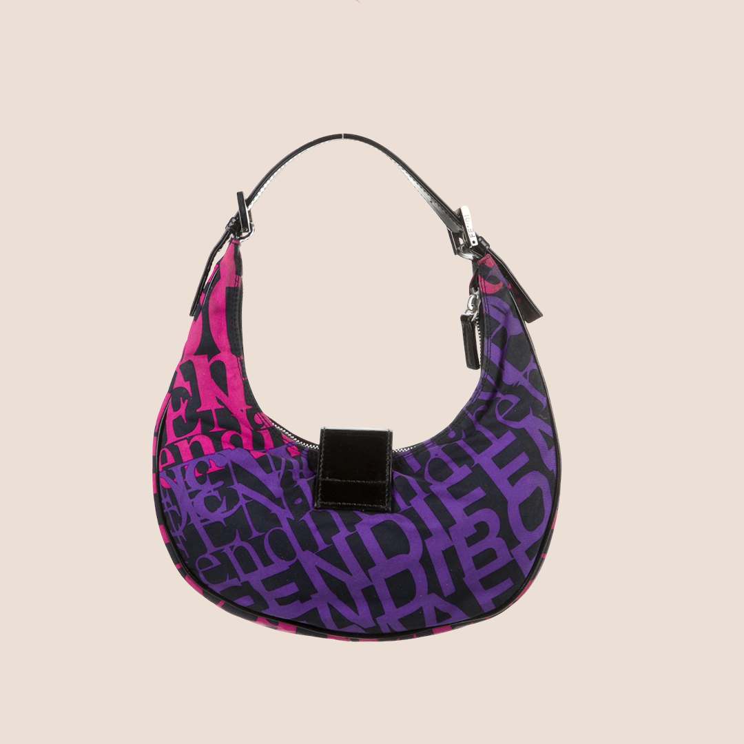 FENDI MULTICOLOR PRINT HALF MOON HOBO BAG