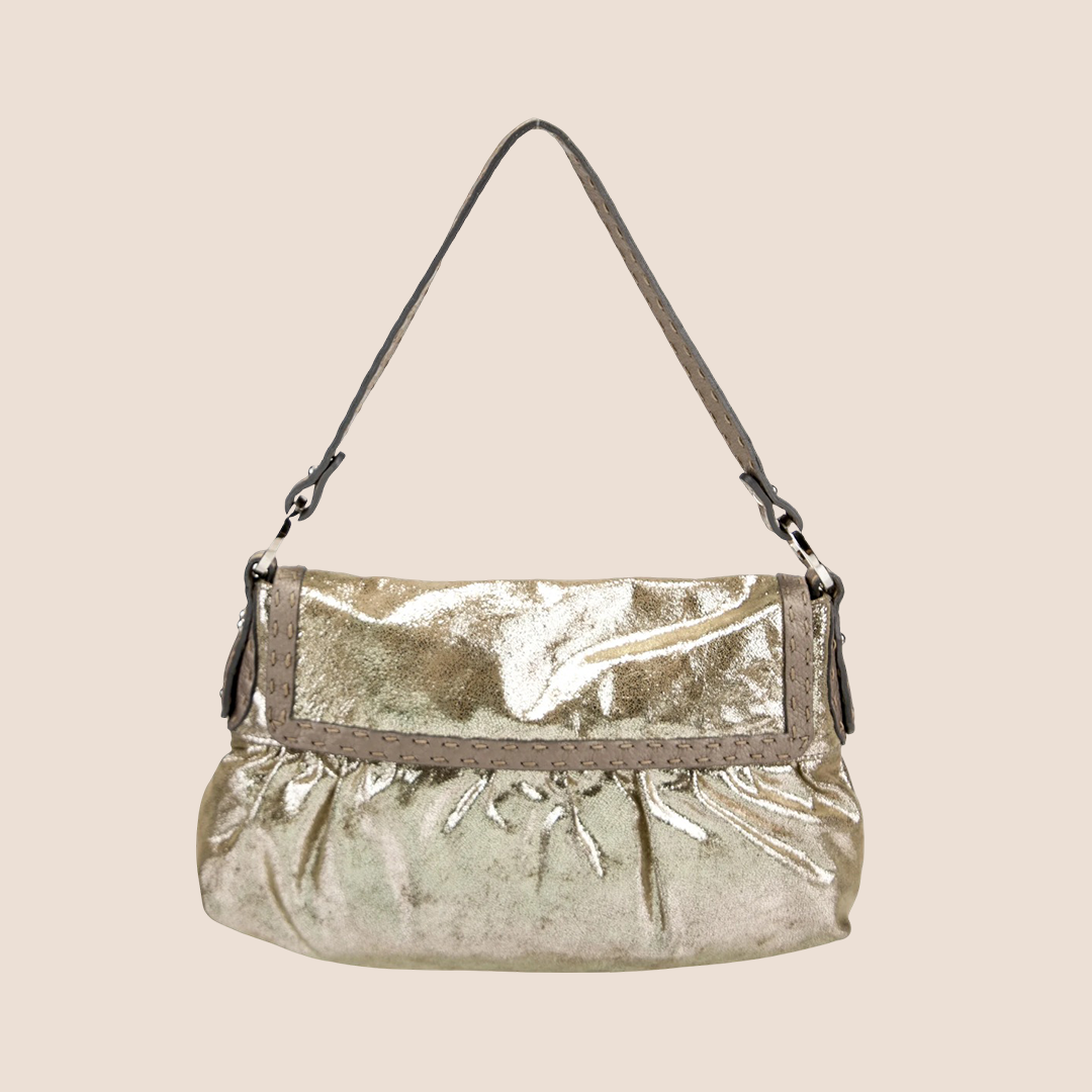 FENDI METALLIC SELLERIA GOLD GLITTER CHEF BAG