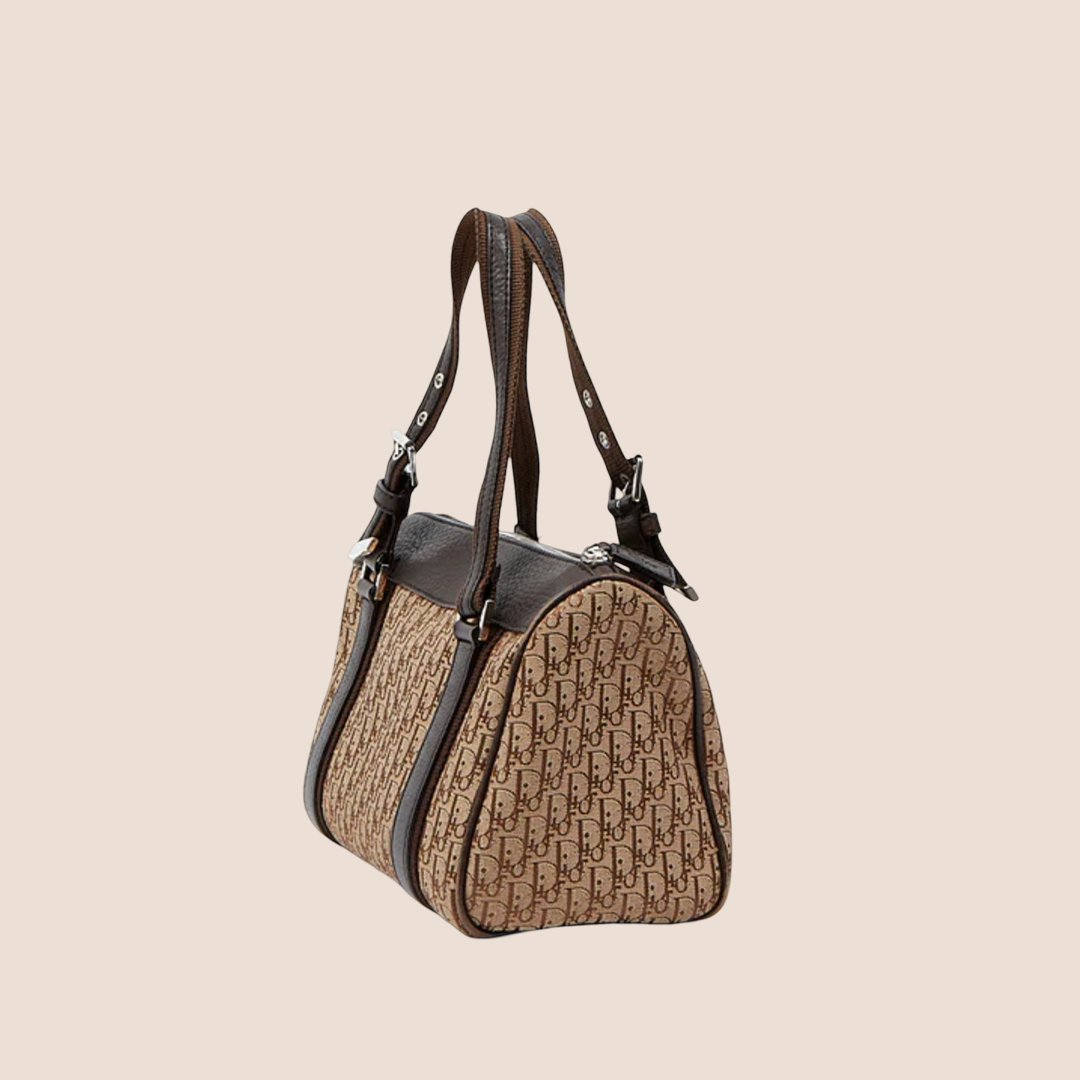 CHRISTIAN DIOR 2005 BROWN DIORISSIMO CANVAS STREET CHIC BOSTON BAG