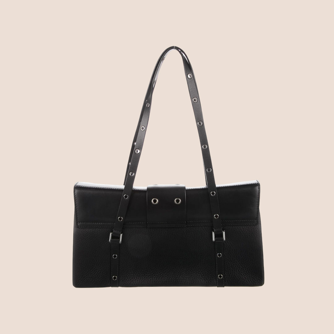 CHRISTIAN DIOR 2002 BLACK STREET CHIC BOXY SHOULDER BAG