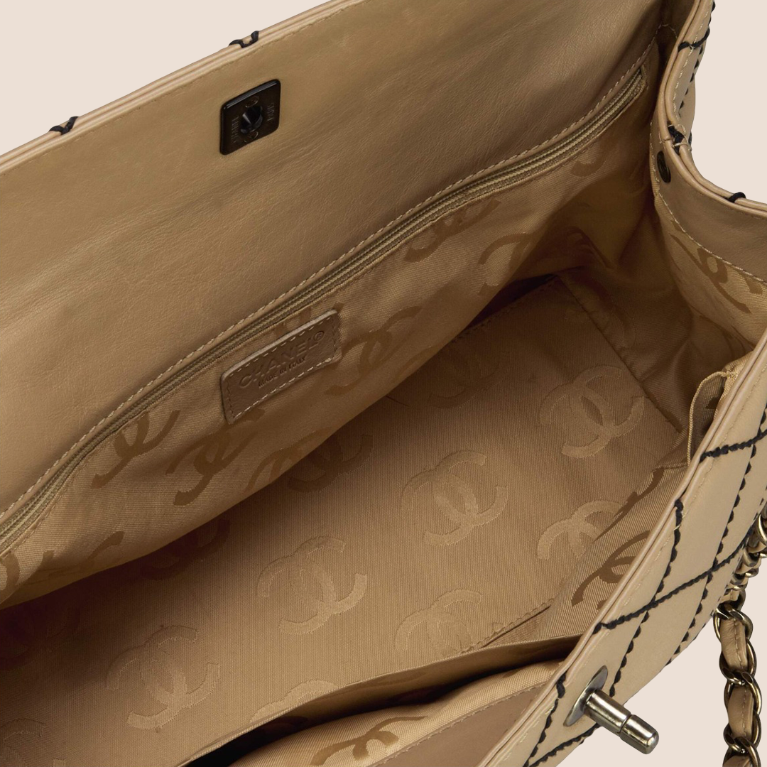 CHANEL 2002 NATURAL BEIGE TOTE BAG