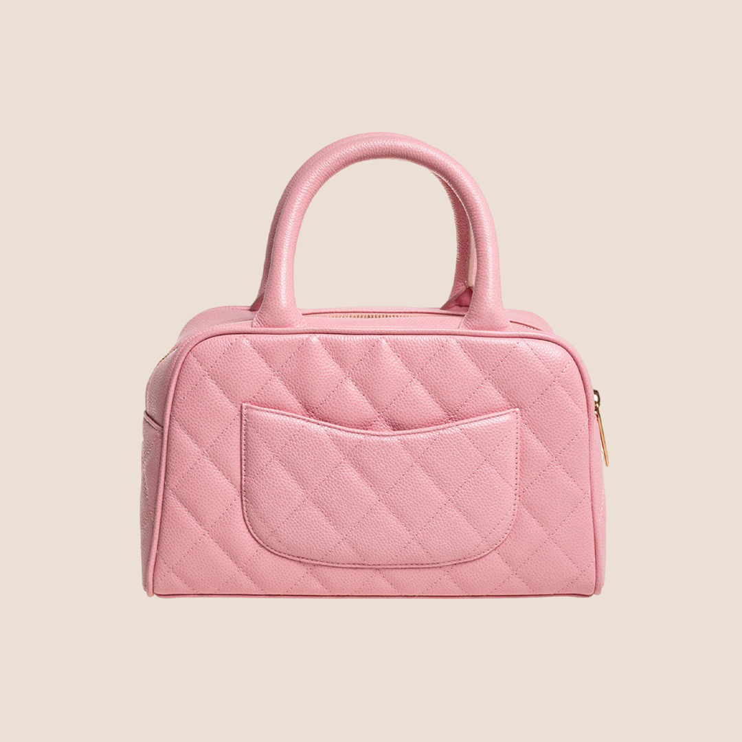 CHANEL CC PINK QUILTED CAVIAR BOWLER BAG