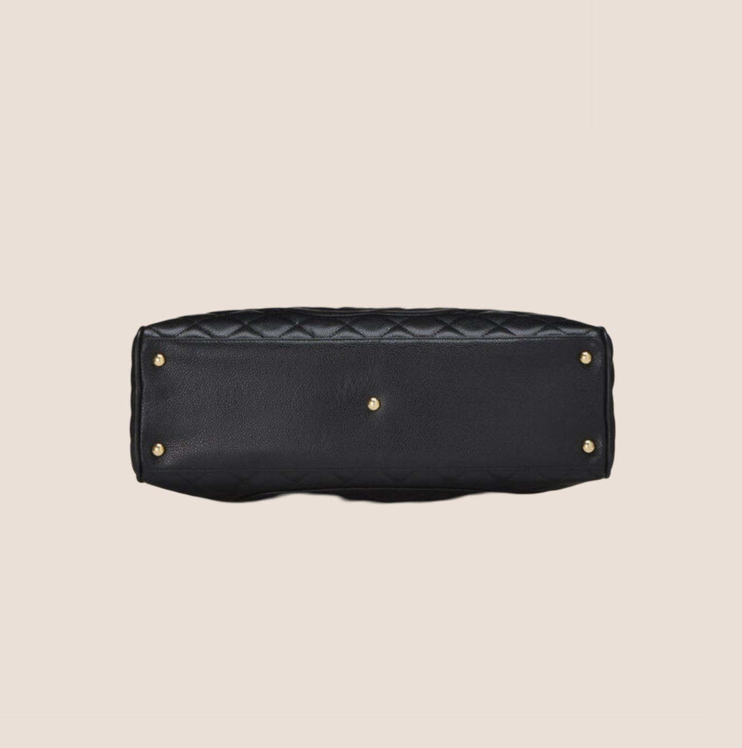 CHANEL BLACK CC LOGO QUILTED CAVIAR BOWLER BAG