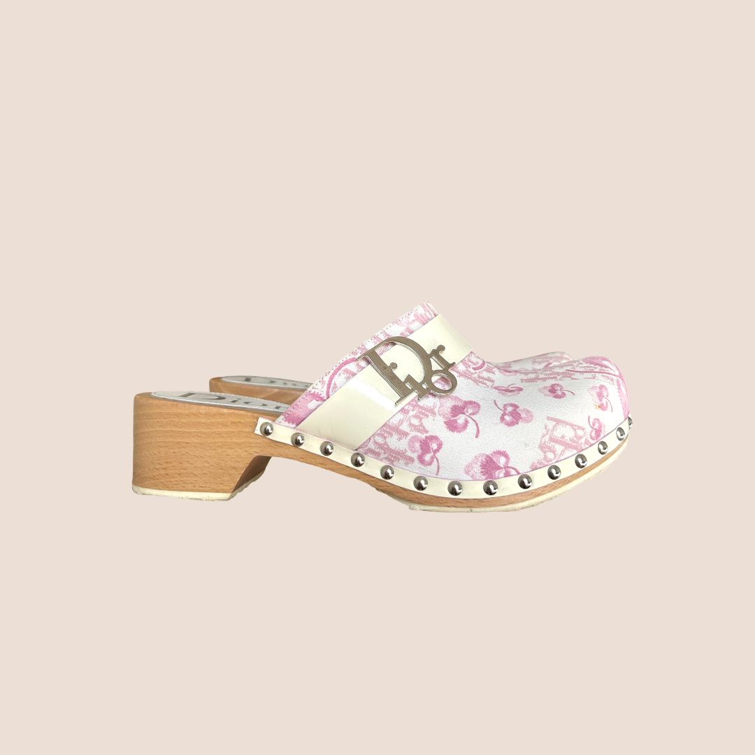 CHRISTIAN DIOR 2004 CHERRY BLOSSOM CLOG MULES