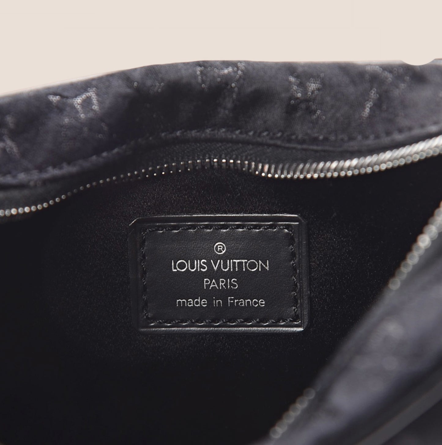 LOUIS VUITTON BLACK MONOGRAM SATIN BOULOGNE BAG