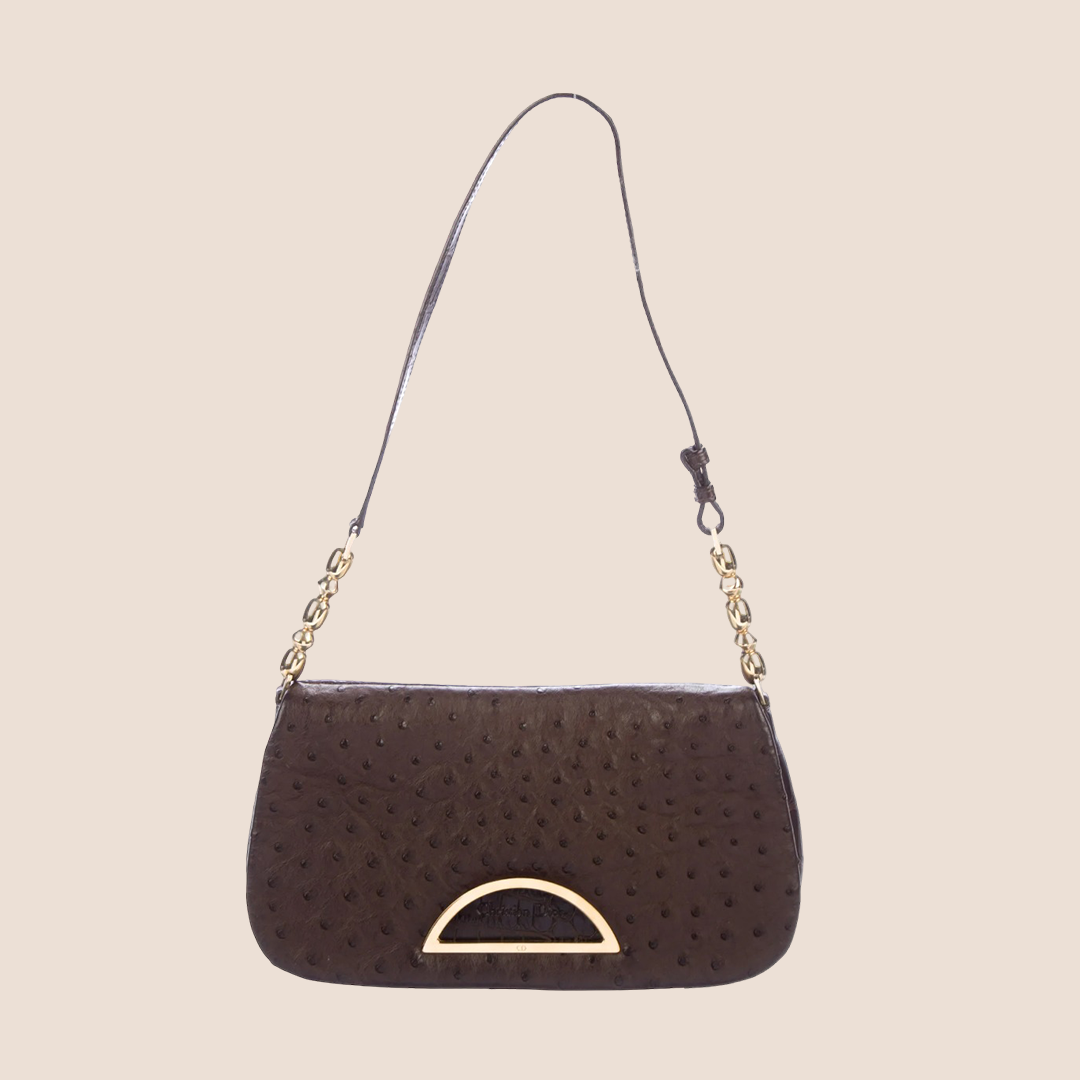 CHRISTIAN DIOR 2000 BROWN OSTRICH & CROCODILE MALICE BAG – RDB CHRISTIAN DIOR 2000 BROWN OSTRICH & CROCODILE MALICE BAG – RDB