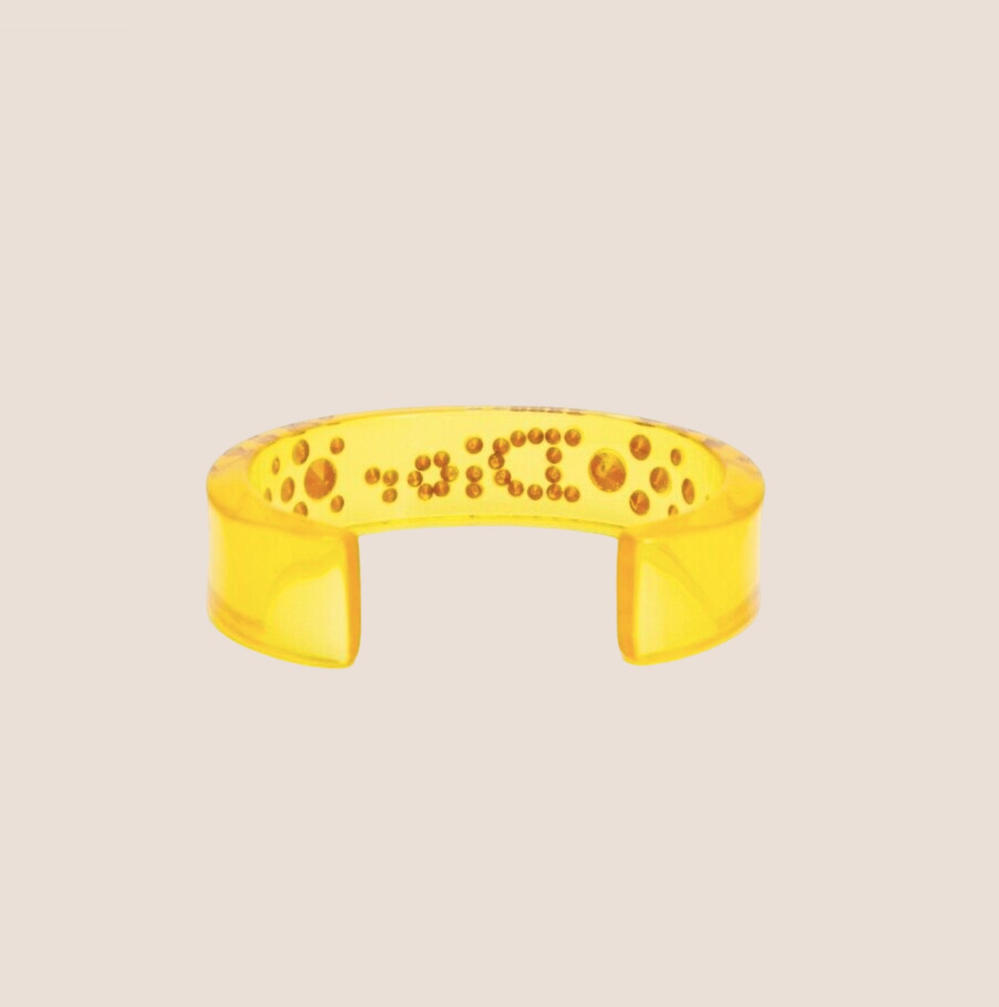 CHRISTIAN DIOR YELLOW RESIN & PINK CRYSTAL BANGLE BRACELET