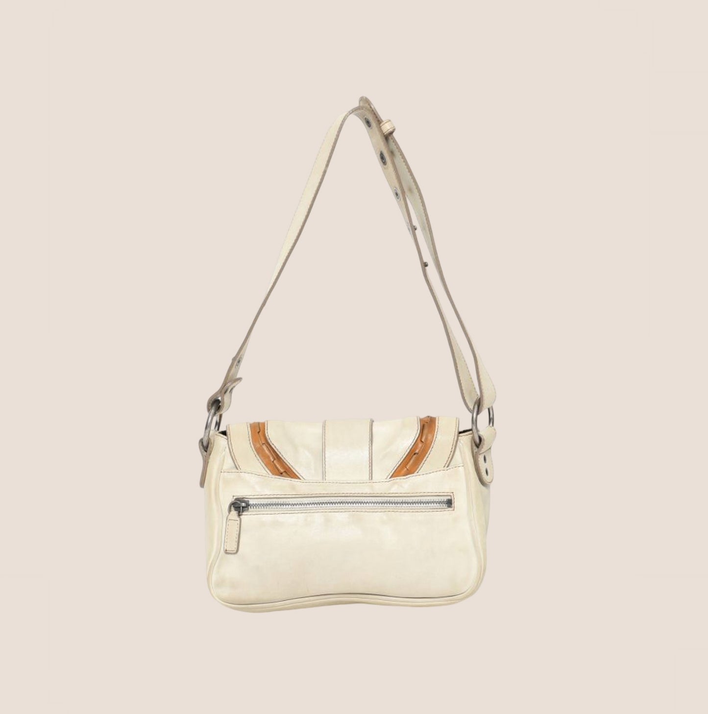 CHRISTIAN DIOR 2004 WHITE LEATHER MINI GAUCHO BAG