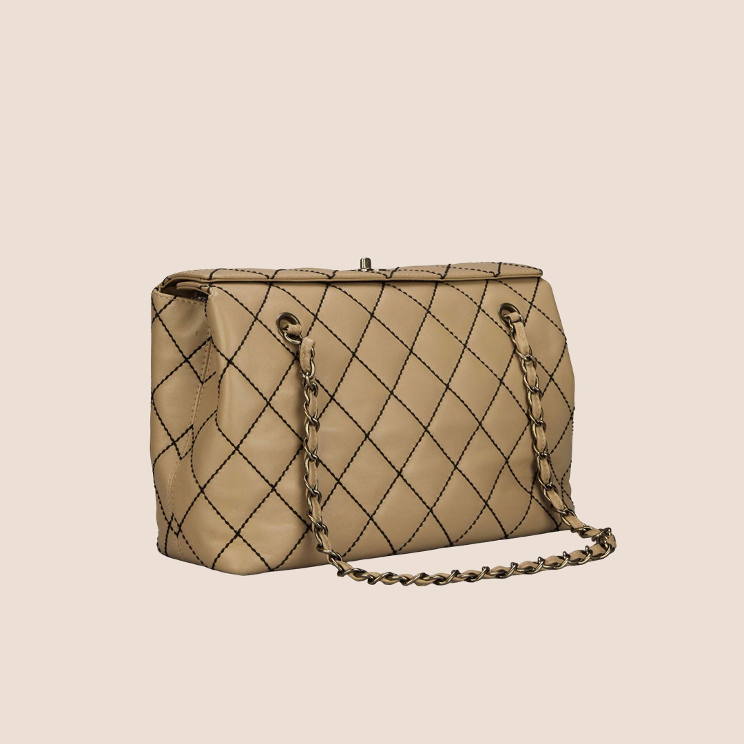 CHANEL 2002 NATURAL BEIGE TOTE BAG