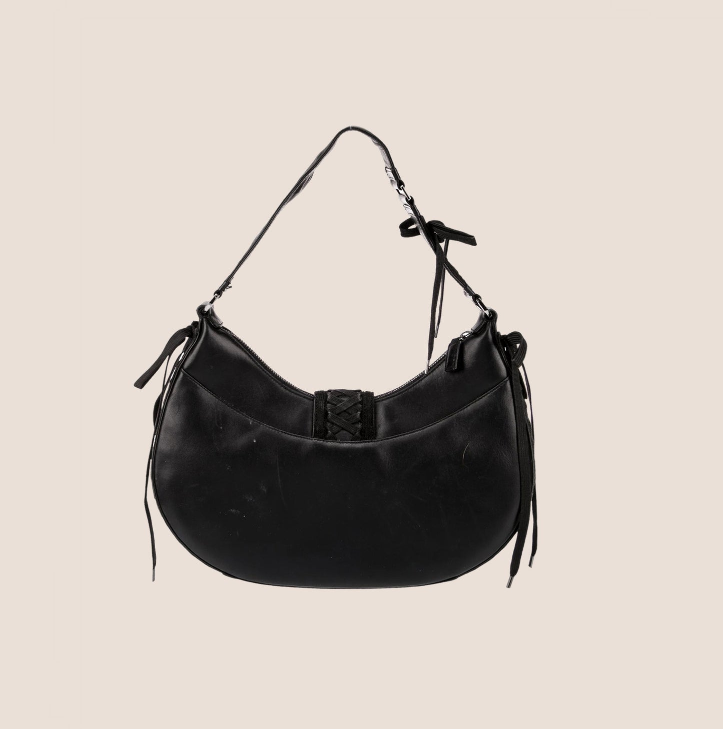 CHRISTIAN DIOR 2002 BLACK LEATHER ADMIT IT CORSET BAG