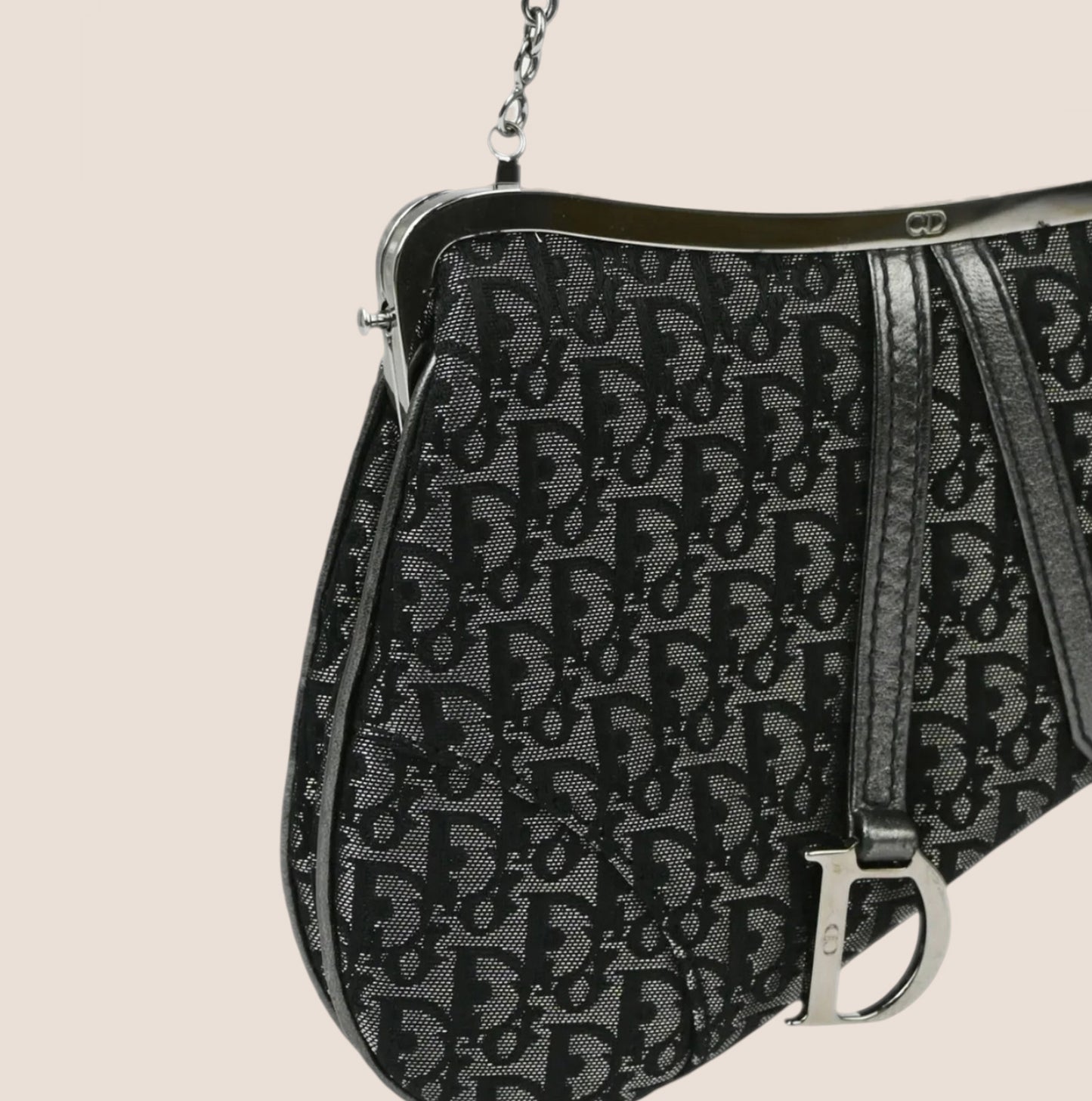 CHRISTIAN DIOR 2003 GREY JACQUARD TROTTER MICRO SADDLE BAG