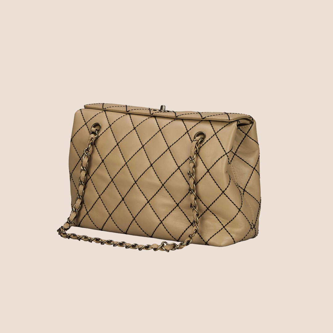 CHANEL 2002 NATURAL BEIGE TOTE BAG
