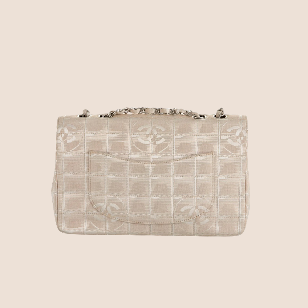 CHANEL 2003 TRAVEL LINE BEIGE CANVAS FLAP BAG