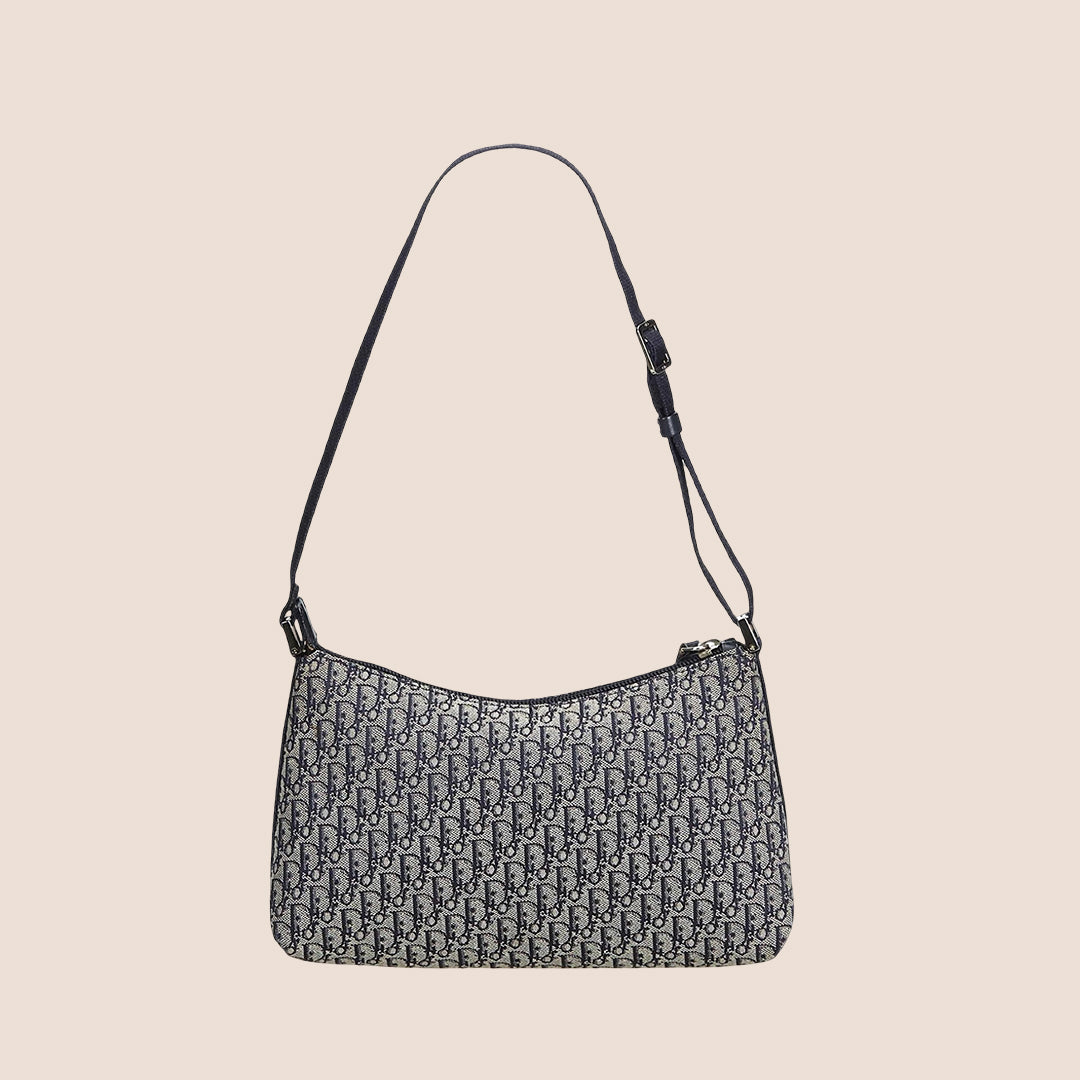 CHRISTIAN DIOR NAVY OBLIQUE TROTTER SHOULDER BAG