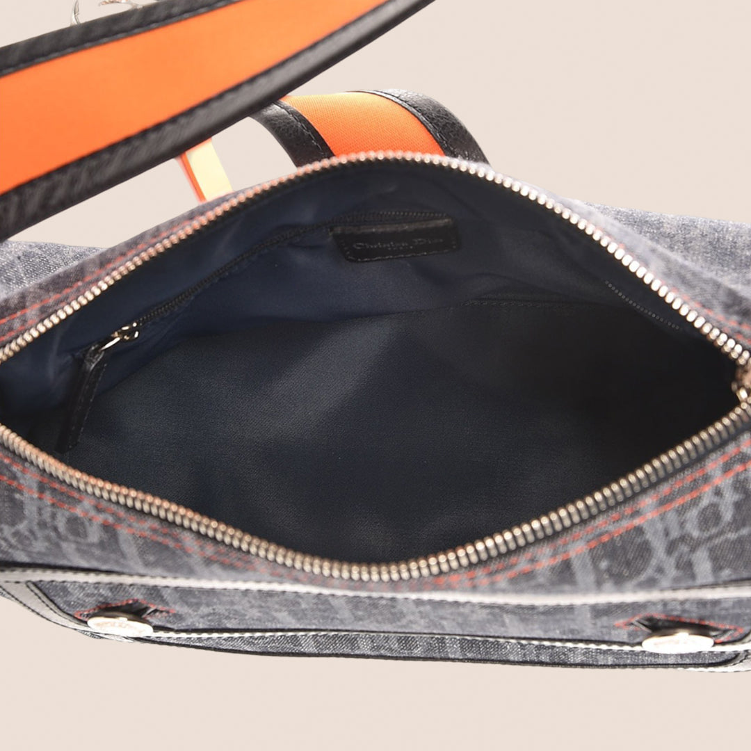 CHRISTIAN DIOR 2005 DENIM OBLIQUE FLIGHT BAG