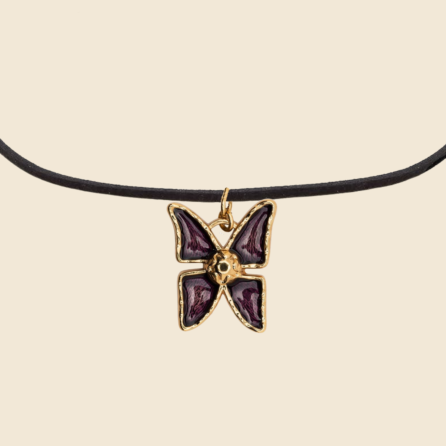 YVES SAINT LAURENT 1990s GOLD & PURPLE BUTTERFLY CHOKER