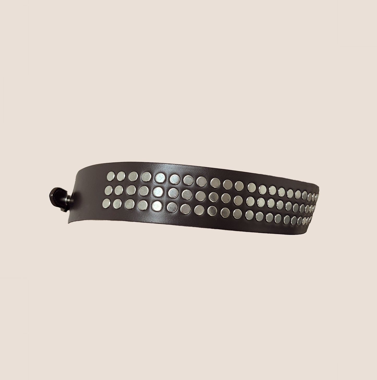 CHRISTIAN DIOR 2000 BROWN LEATHER STUDDED CD BUCKLE BELT