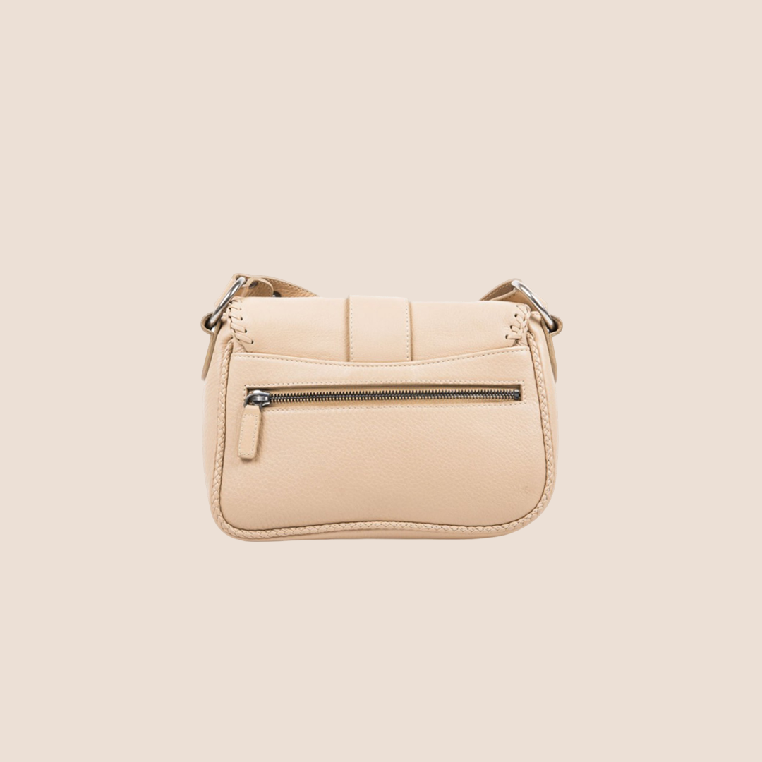 CHRISTIAN DIOR BEIGE PEBBLED CALFSKIN MINI GAUCHO CROSSBODY BAG