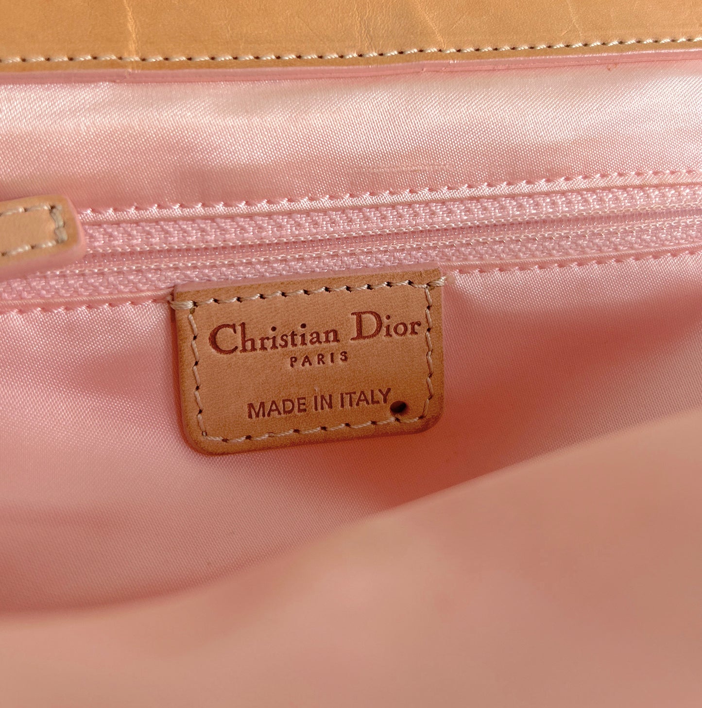 CHRISTIAN DIOR PINK & BEIGE ROMANTIQUE MINI FRAME BAG