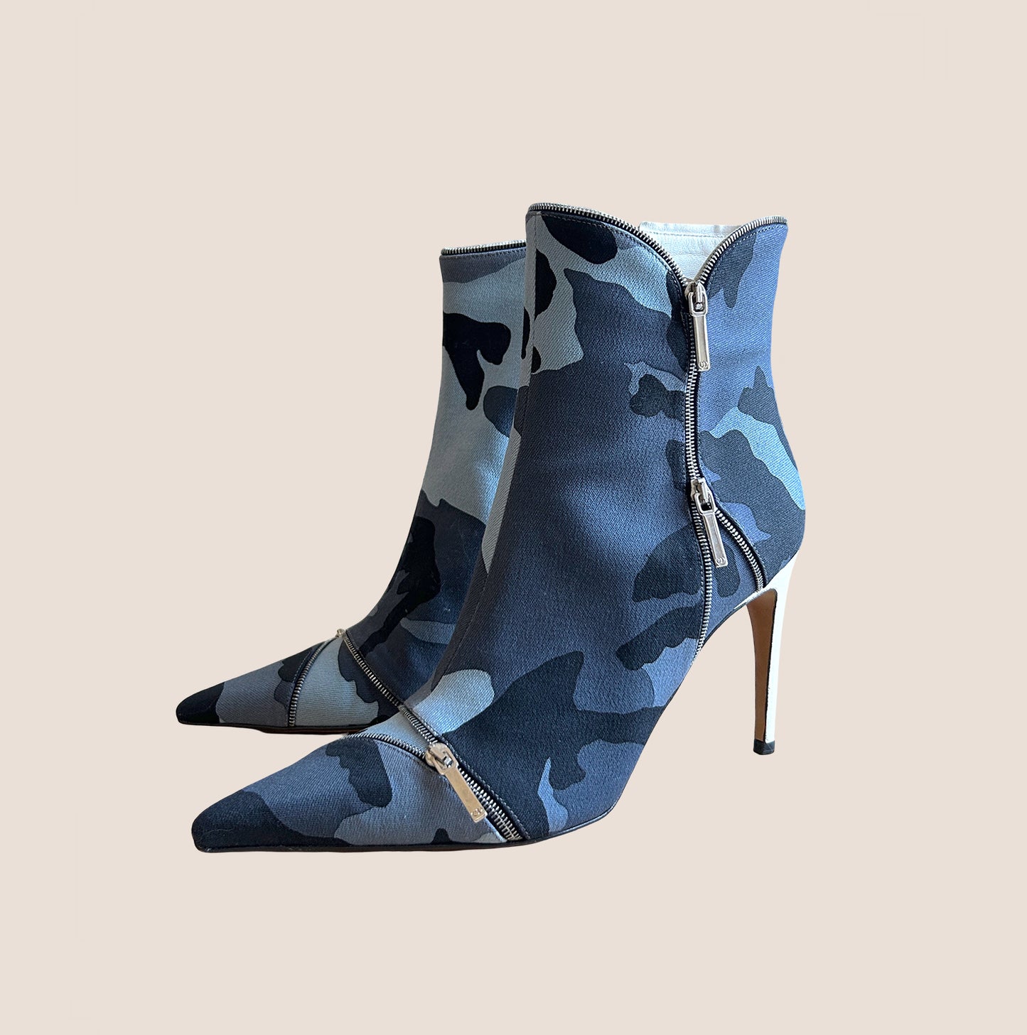 CHRISTIAN DIOR 2000 BLUE CAMOUFLAGE PRINT BOOTIES