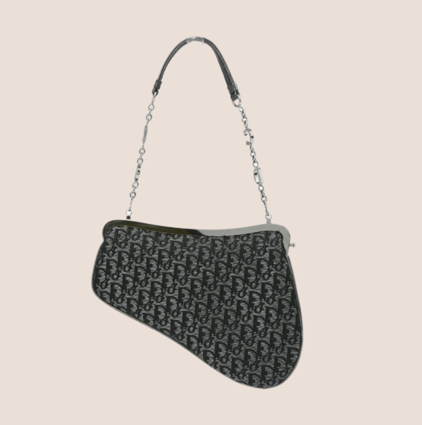 CHRISTIAN DIOR 2003 GREY JACQUARD TROTTER MICRO SADDLE BAG