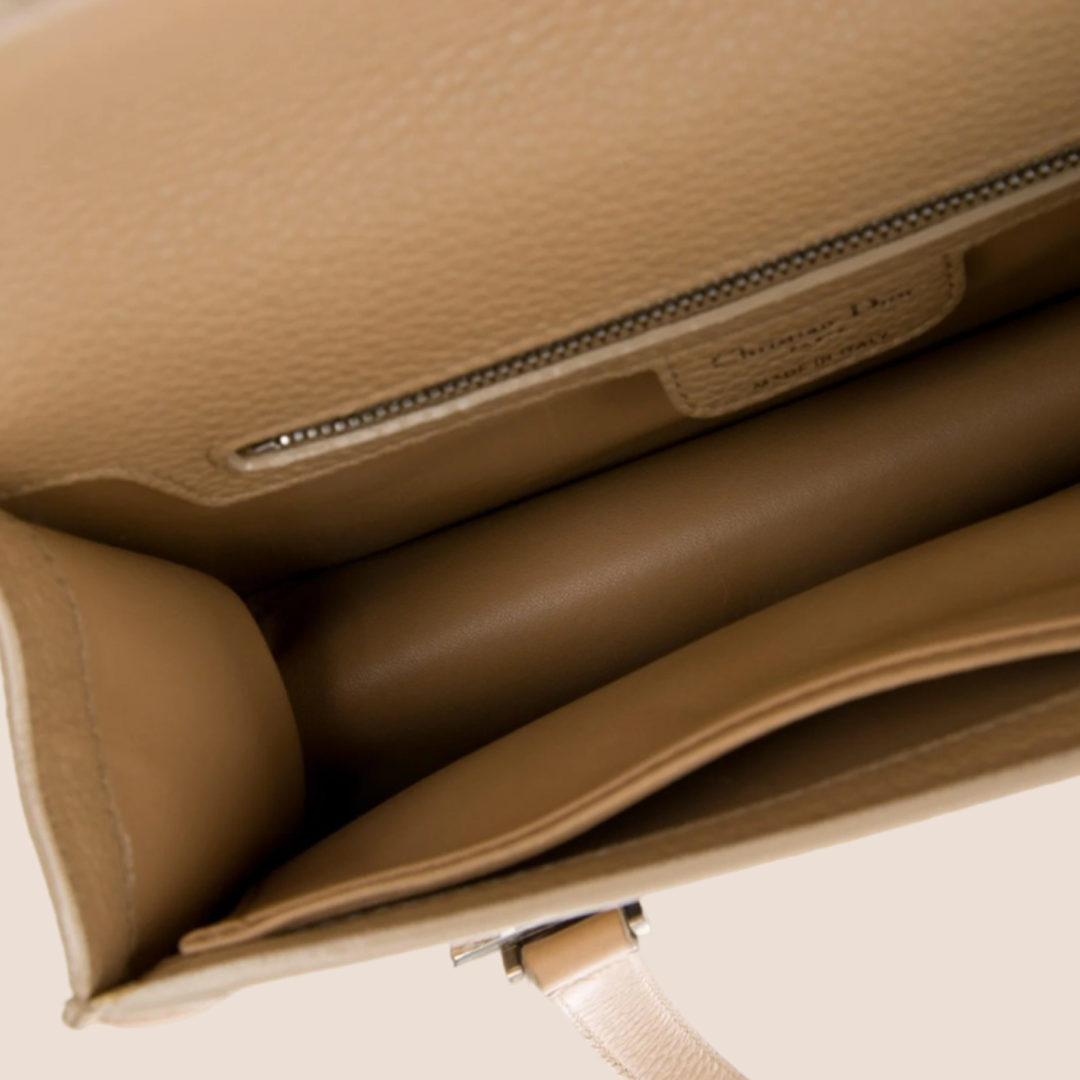 CHRISTIAN DIOR TAN LEATHER MITZAH BAG