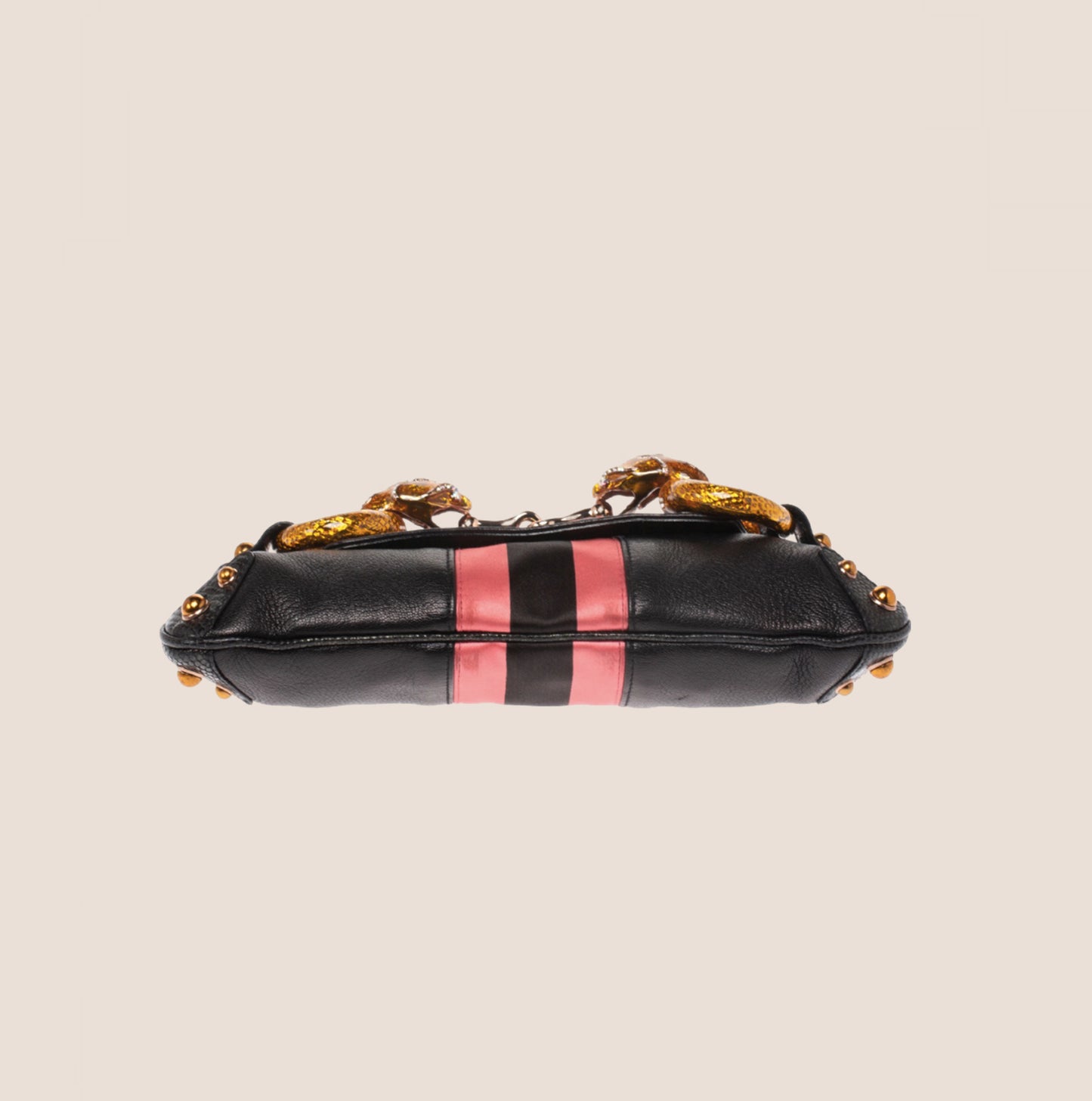 GUCCI BLACK LEATHER LIMITED EDITION SNAKE HORSEBIT CLUTCH BAG