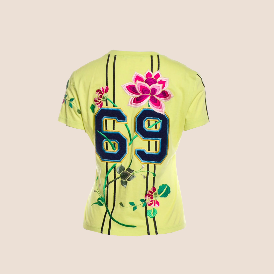 CHRISTIAN DIOR 2002 FLORAL EMBROIDERED ADIORABLE T-SHIRT