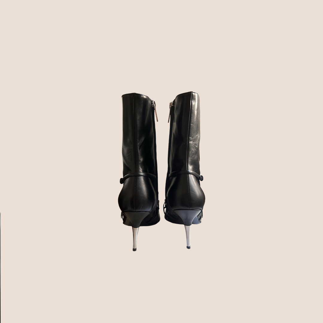 CHRISTIAN DIOR 2003 BLACK BONDAGE BOOTS