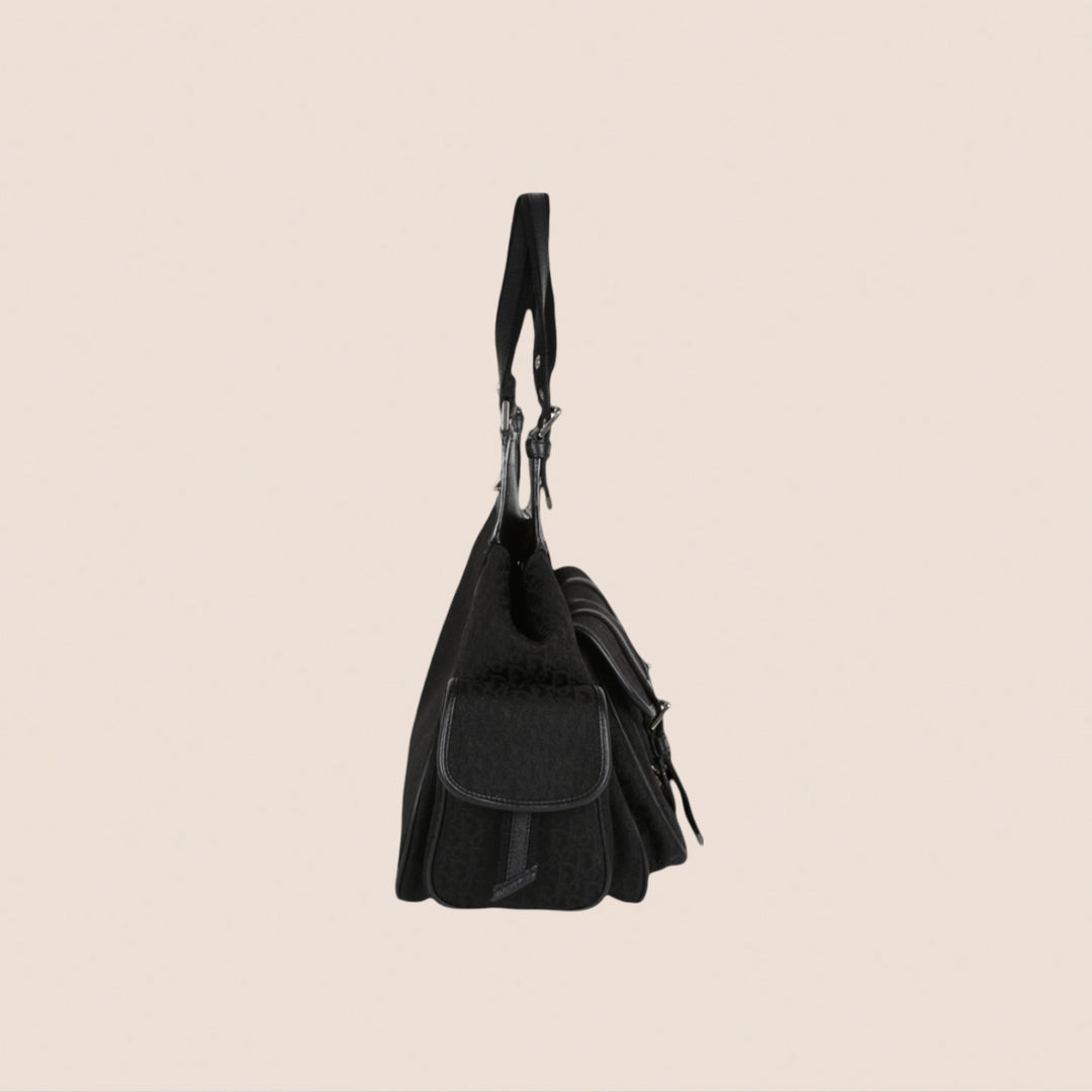 CHRISTIAN DIOR BLACK CANVAS STREET CHIC MULTIPOCKET BAG