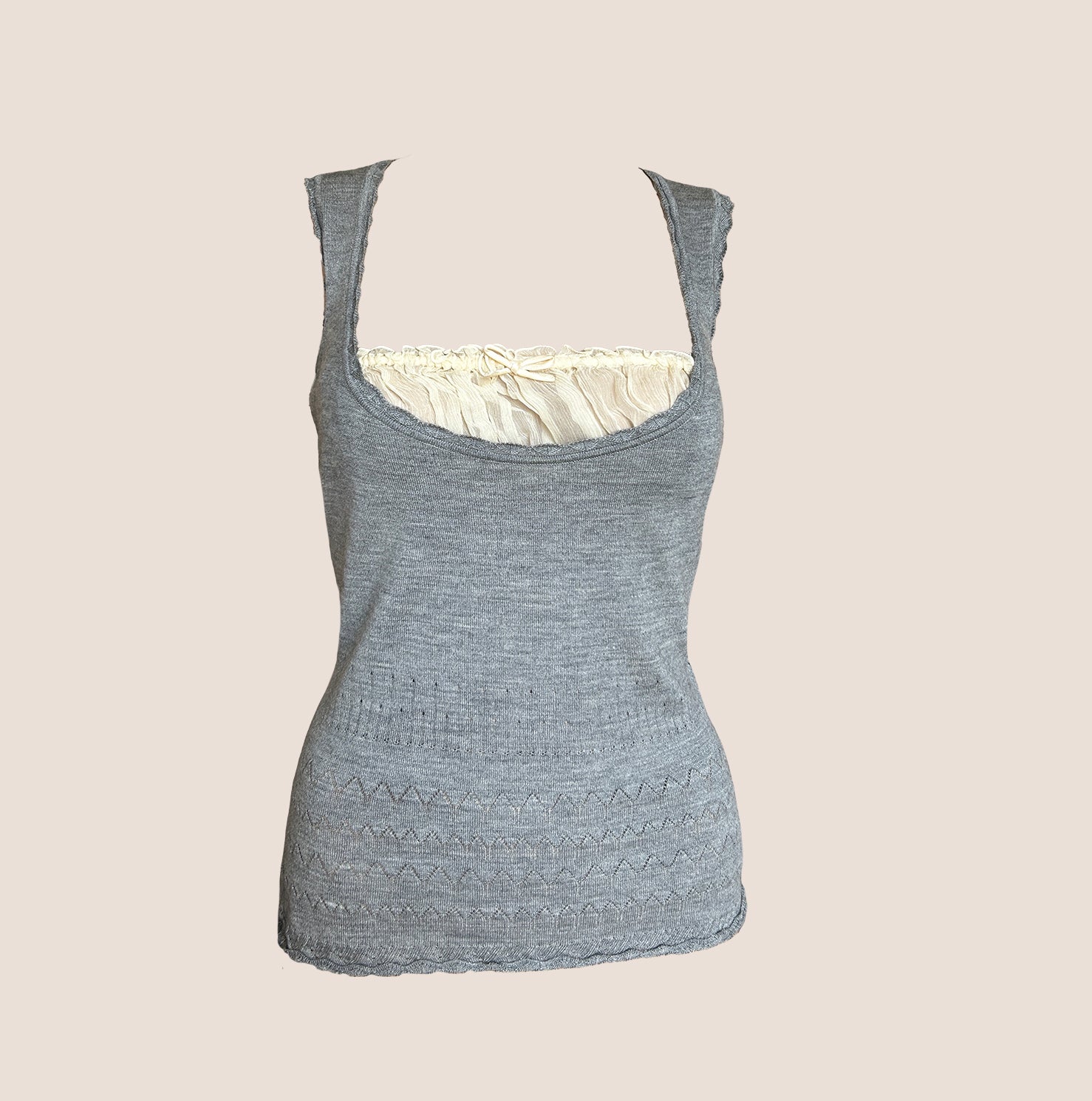 DOLCE & GABBANA 2000 GREY KNIT LACE MILKMAID TOP – RDB