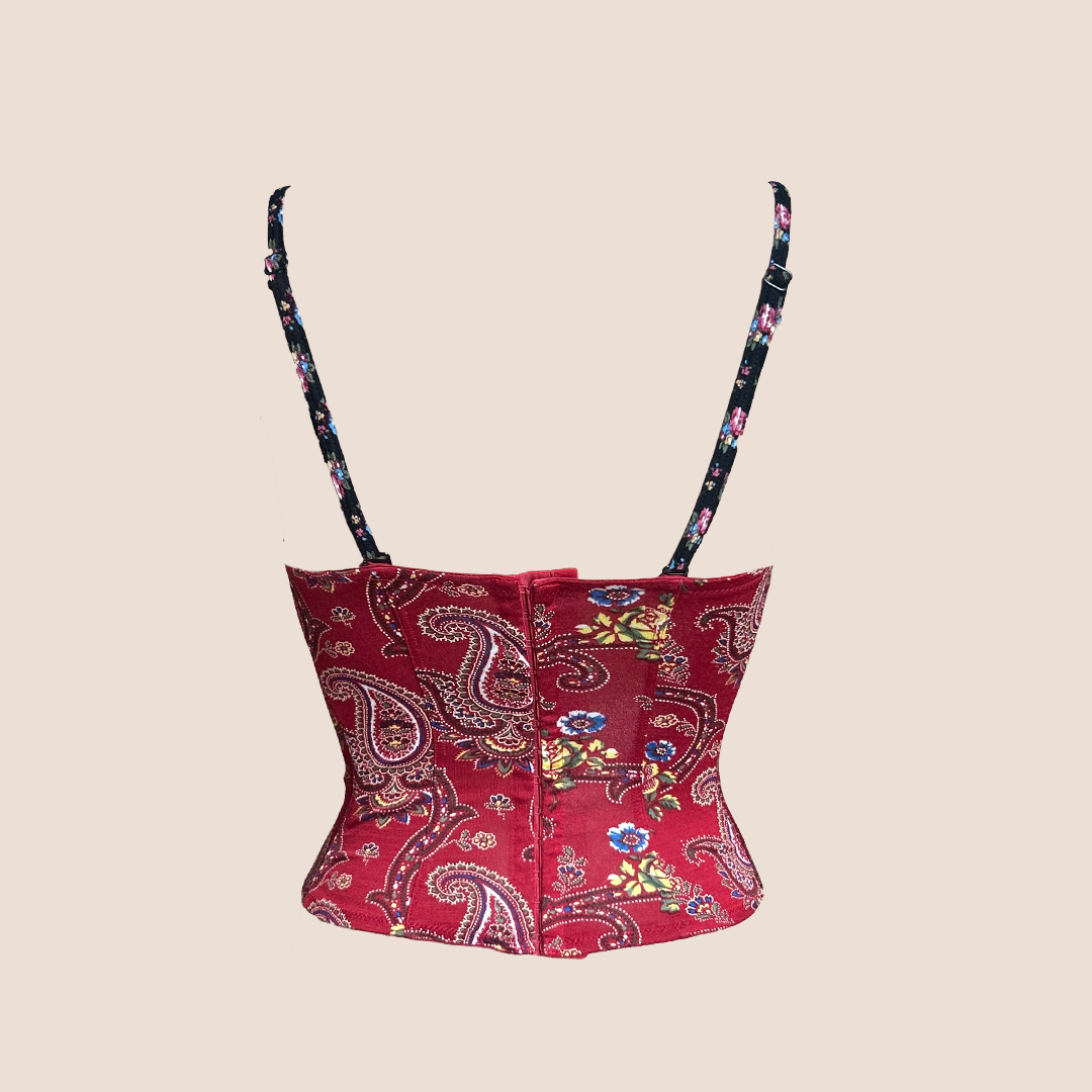 CHRISTIAN DIOR 2002 RED BANDANA BUSTIER TOP