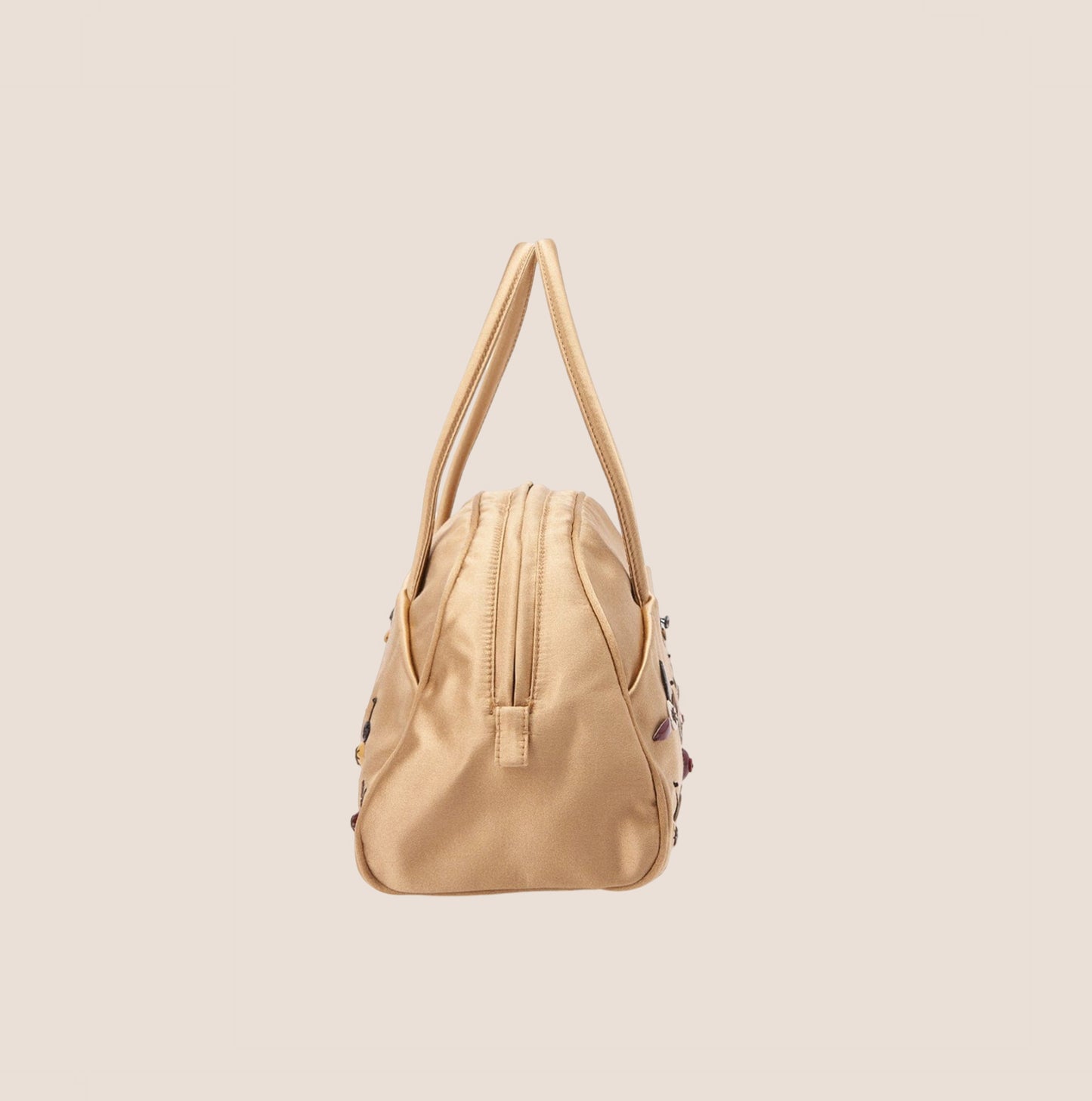PRADA 2000s FLORAL BEADED PINK SATIN MINI HANDBAG