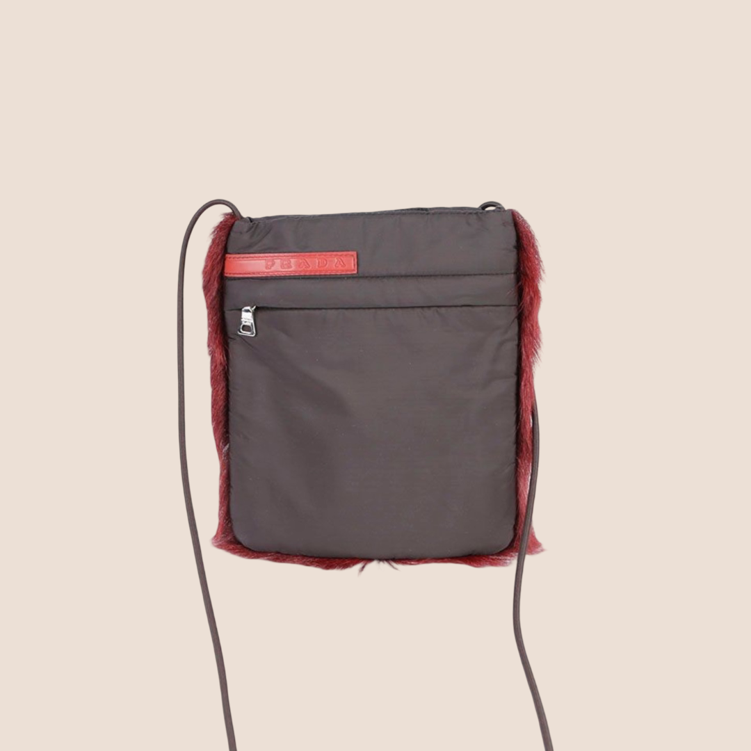 PRADA SPORT 1999 RED FUR CROSSBODY BAG