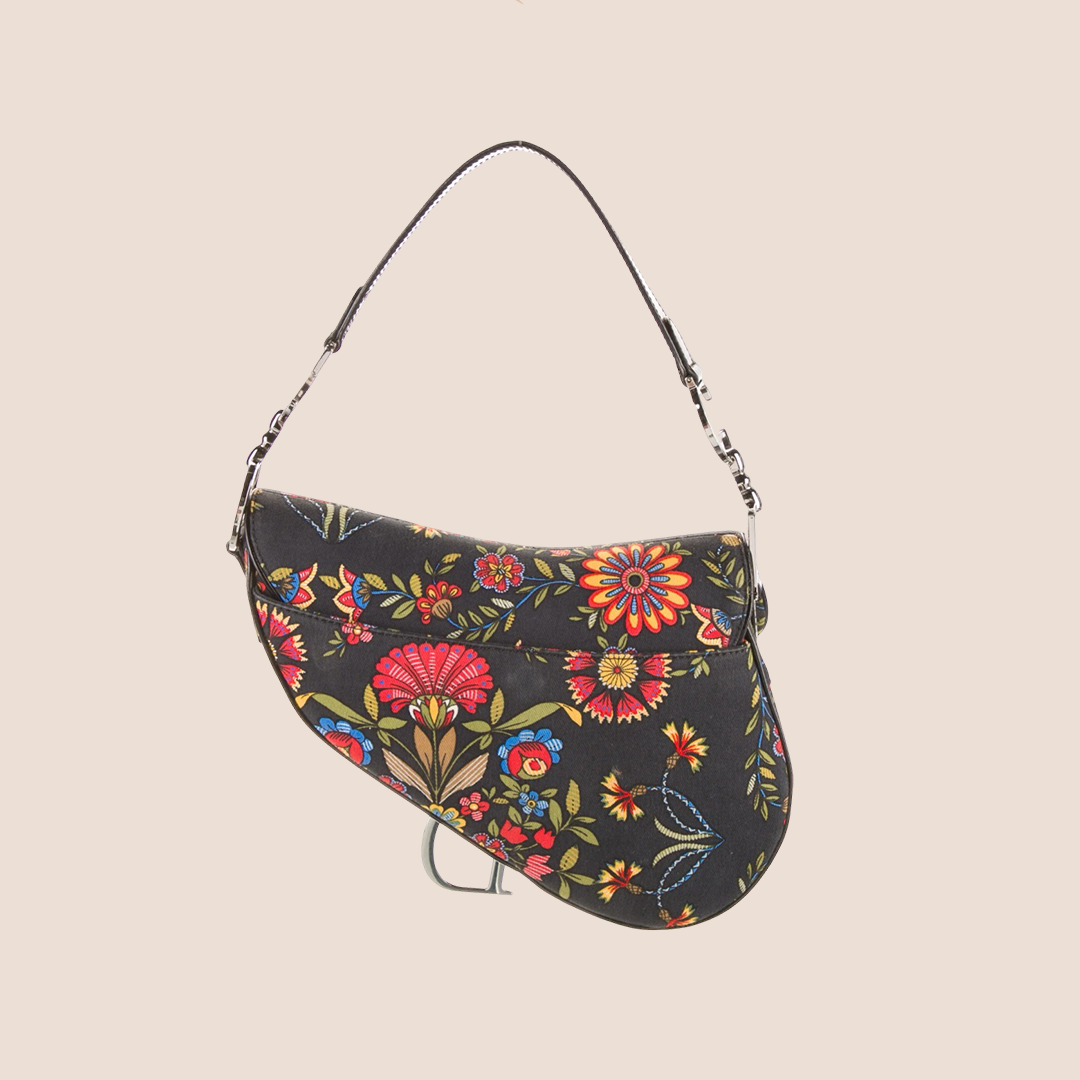 CHRISTIAN DIOR 2002 FLORAL PRINT SADDLE BAG