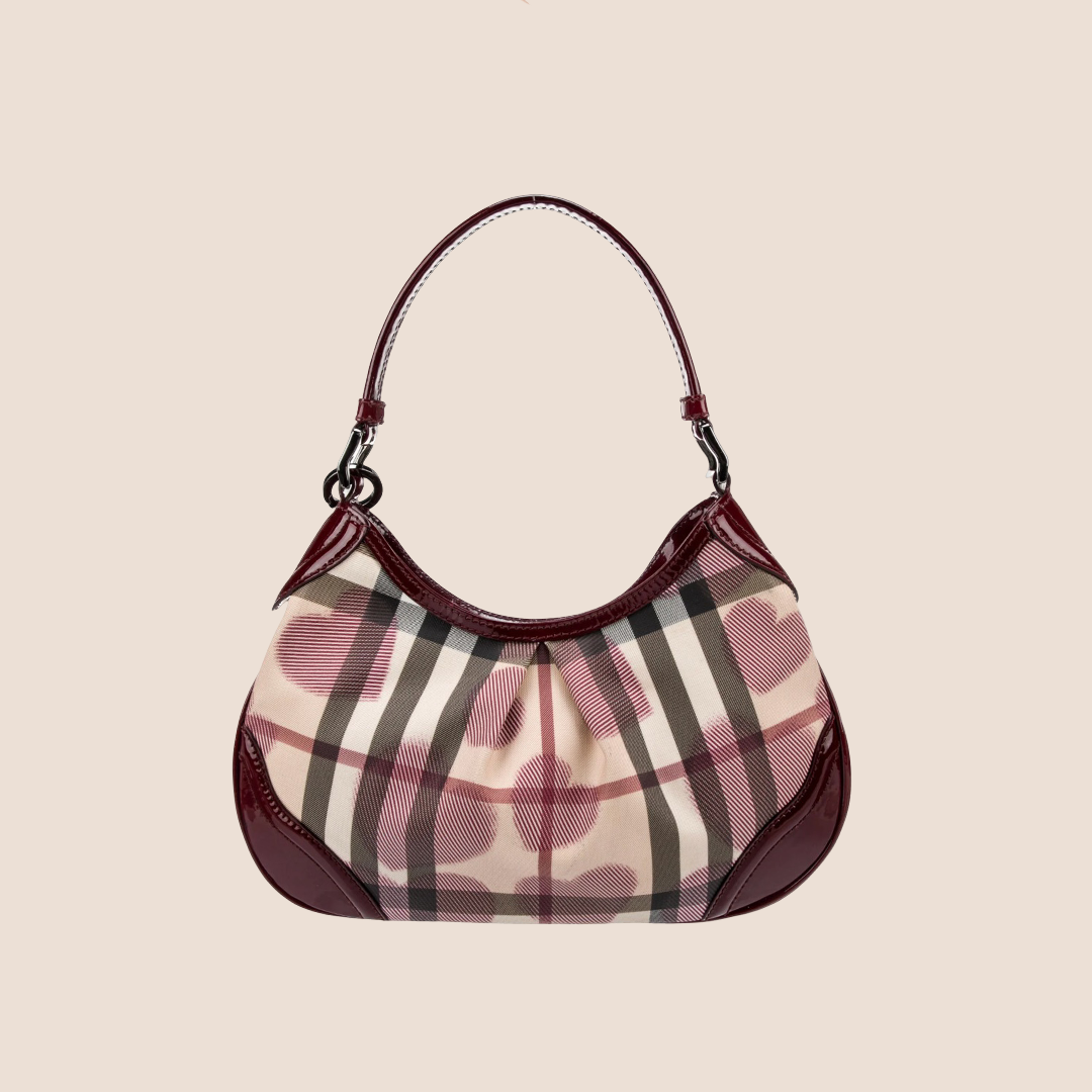 BURBERRY NOVA CHECK HEARTS PVC HOBO BAG