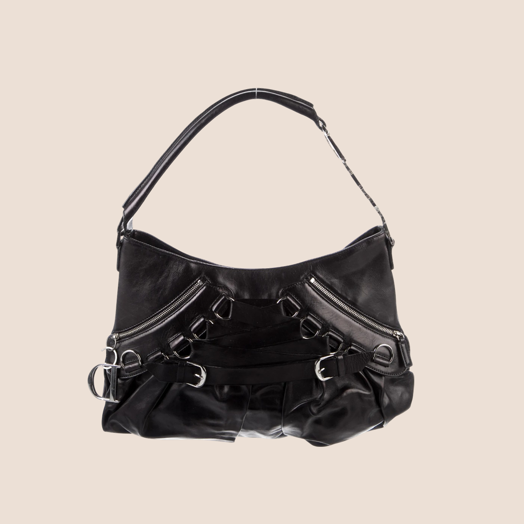 バッグ Christian Dior Ballet Corset Leather Bag Dior Shoulder Bag: Elegant Black Leather