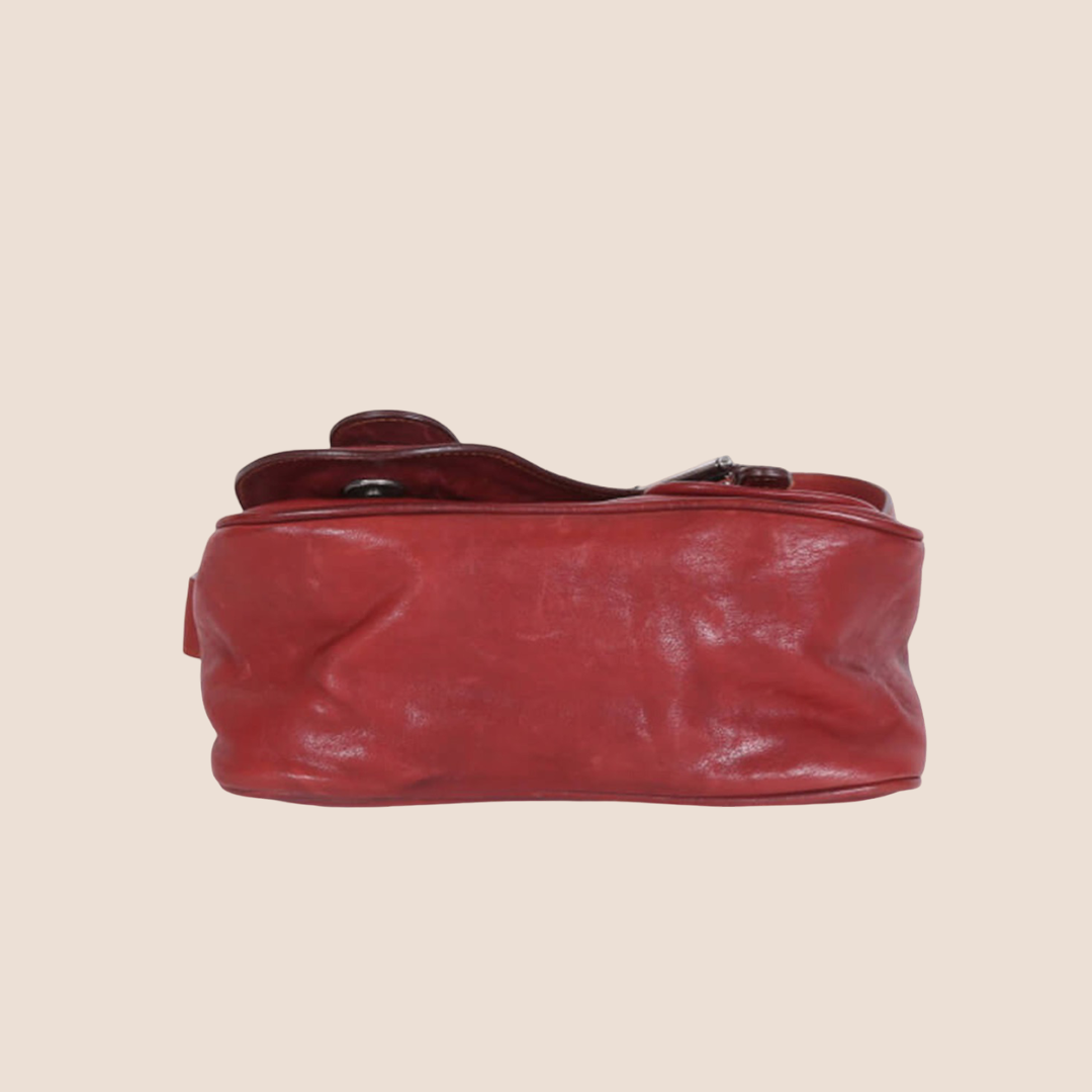 CHRISTIAN DIOR 2006 RED LEATHER MINI GAUCHO BAG