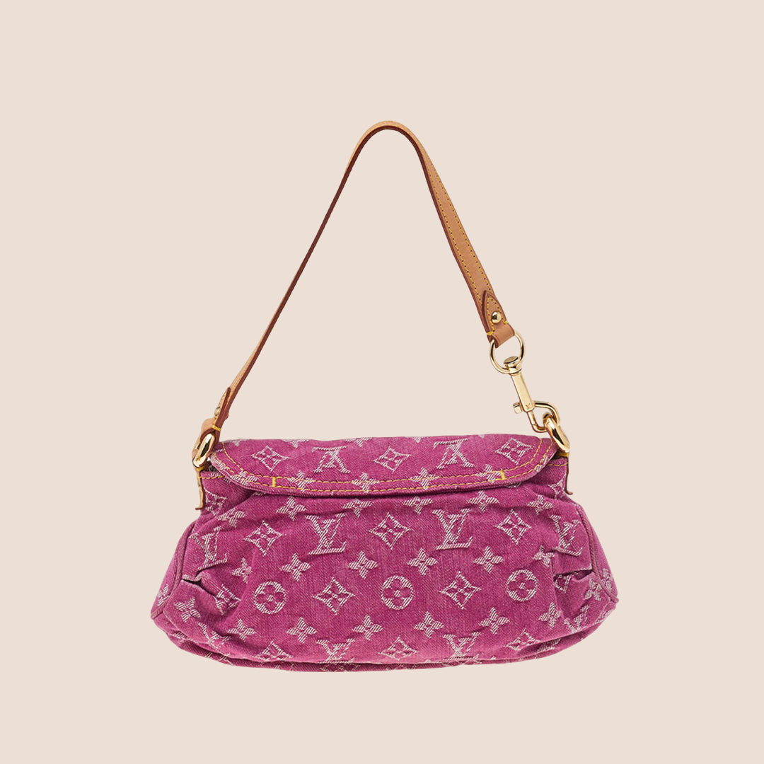 LOUIS VUITTON FUCHSIA MONOGRAM DENIM MINI PLEATY BAG