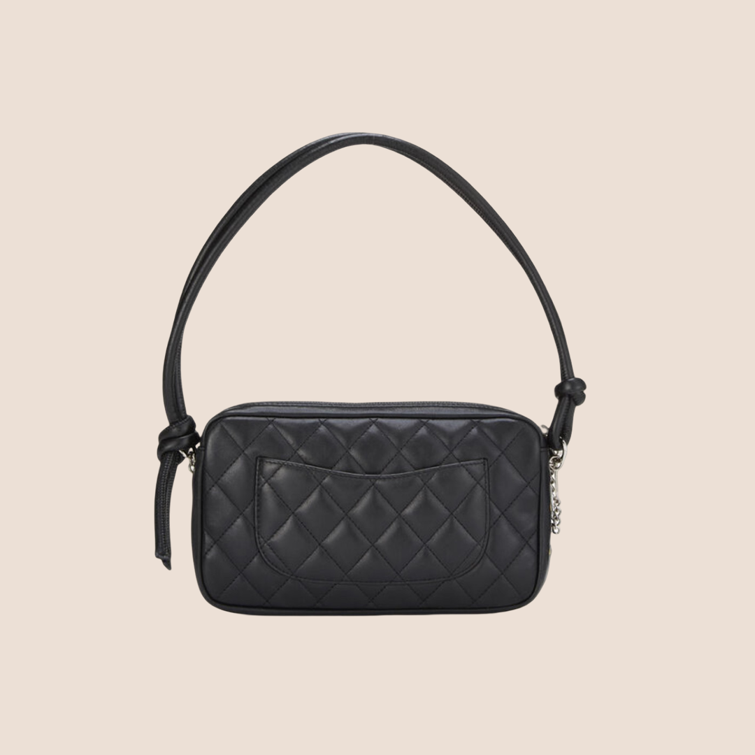 CHANEL 2005 CAMBON BLACK & WHITE QUILTED LEATHER SHOULDER BAG