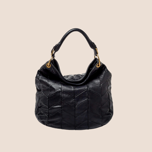 MIU MIU 2000 BLACK LEATHER QUILTED HOBO BAG