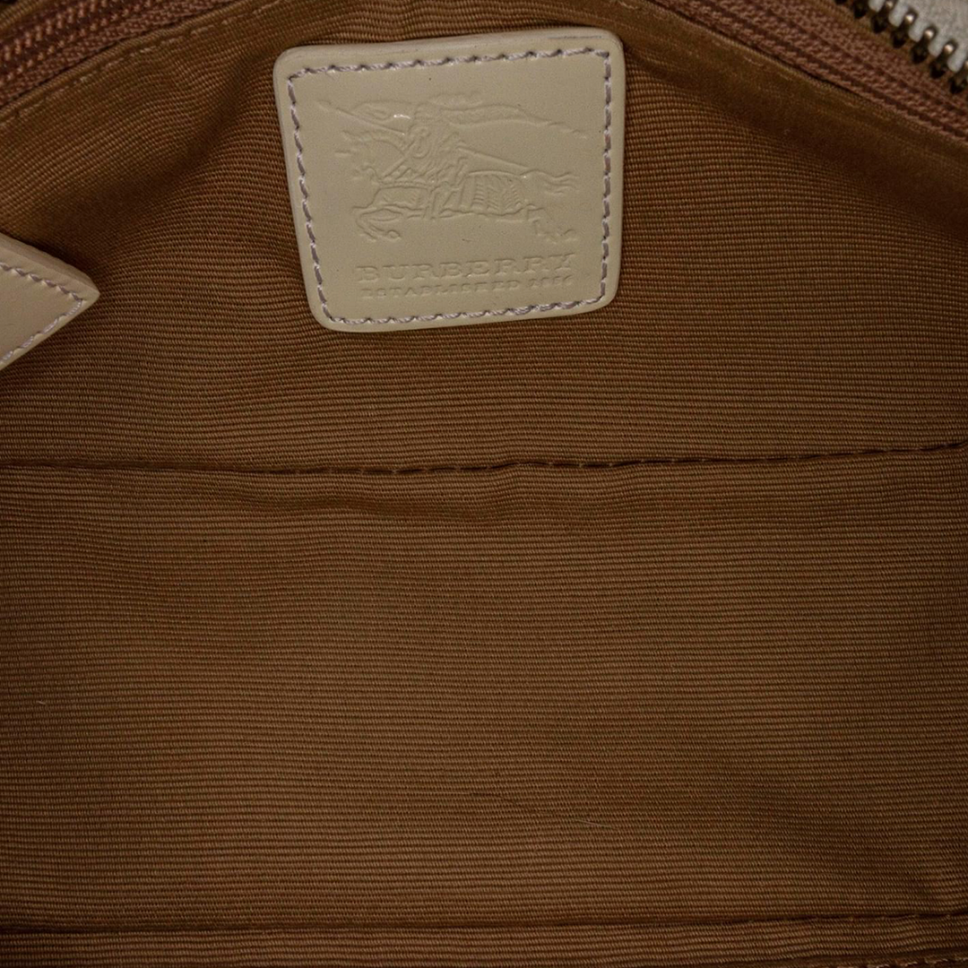 BURBERRY NOVA CHECK WHITE PATENT LEATHER SHOULDER BAG