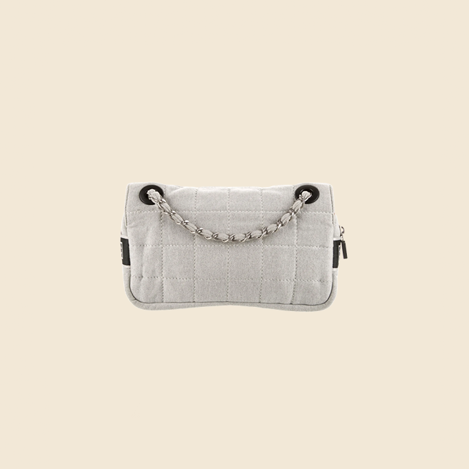 CHANEL SPORT JERSEY GREY QUILTED FLAP BAG